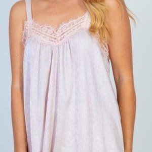 White Birch Light Pink Lace Camisole Medium NWOT